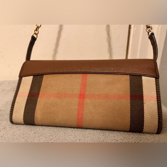 Burberry Henley Chain Crossbody Check Canvas Tan Brown 100% Authentic - Picture 6 of 16